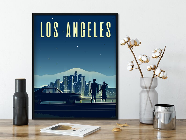 LOS ANGELES Travel Poster LA Wall Art Print California City Etsy