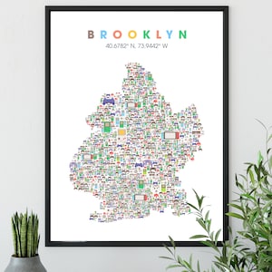 Brooklyn-videogamekaartposter met coördinaten: perfect gamercadeau en muurkunst voor gameruimtes