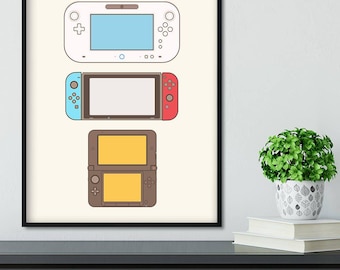 Lámina con diseño de mando de videojuegos retro – Decoración de pared para gamers