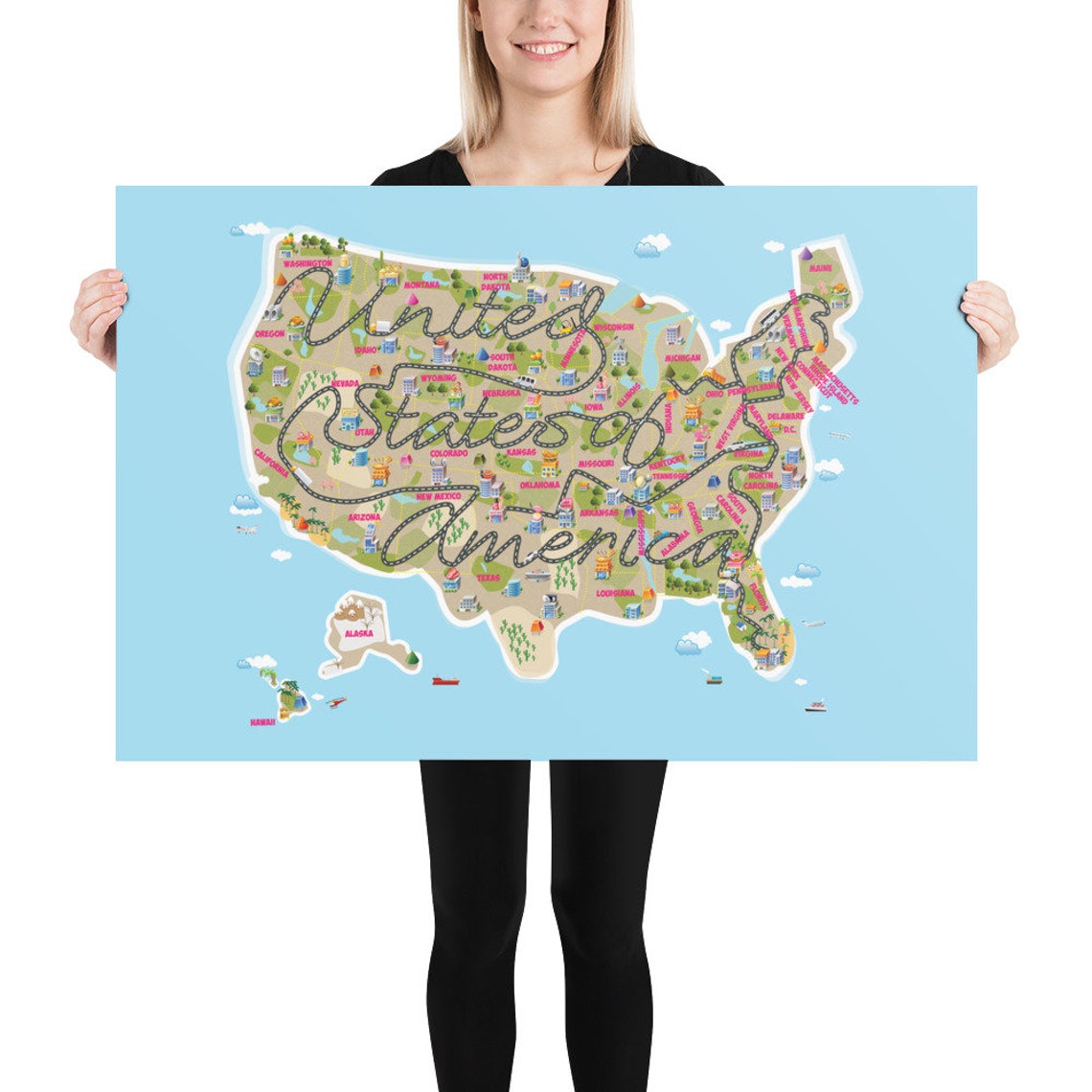 Cute Kids Room Decor USA Map Nursery Map United States of - Etsy