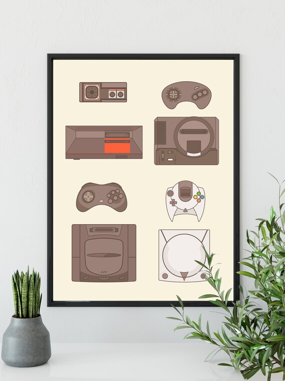 Gaming Wall Mural - Retro Games Consoles Collage Full Wall Mural