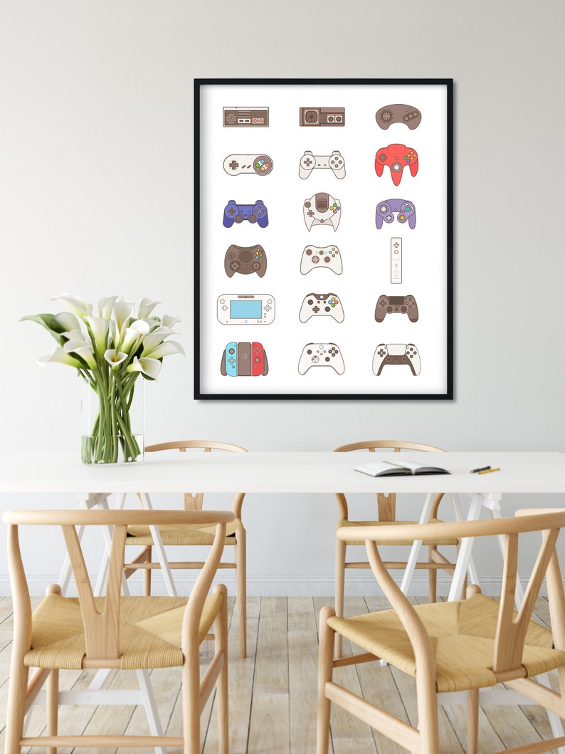 Video Game Posters for Walls Video Game Wall Art and Gamer Poster, Game Room Decor, Gamer Wall Art White
