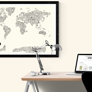 Mustache World Map Wall Art Print, Stache, Nautical Gifts, Travel Gifts For Her, Travel Gifts For Him, Movember, Handlebar, Mustache Styles image 5