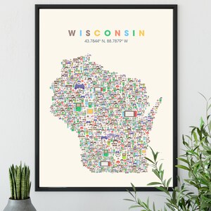 WISCONSIN Video Gaming Poster Decor, Game Room Controller Art Print, Video Game Decor