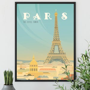 Discover Parisian Charm: Vintage Eiffel Tower Poster Perfect for Travel Gifts and City Home Decor