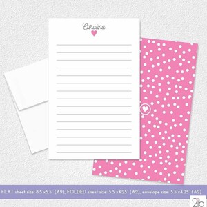 Personalized Girl's Letter Writing Set Cute Heart and image 9