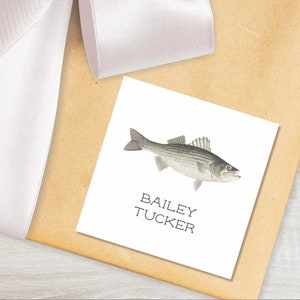 Calling Cards Fish Stationery for Kids Personalized Fishing Gift Tags for Boys Enclosure Cards with Bass Fish Kids Business Cards