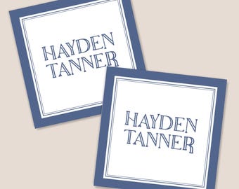 Personalized  Calling Cards, Square Gift Tags, Enclosure Cards, Custom Square Stickers, Professional or Personal, for him