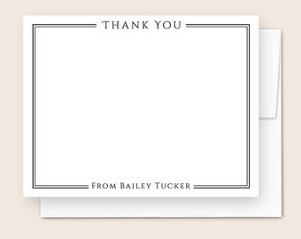 Personalized Thank You Note Cards with Envelopes, Elegant Wedding Thank You Card, Professional Flat Stationery Set of Thank You for Business