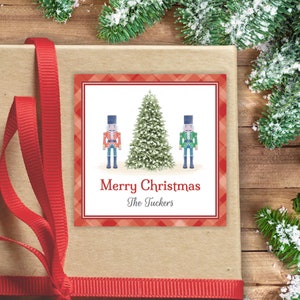 Personalized Nutcracker Christmas Gift Tag, Christmas Gift Tag Sticker, Christmas Tree Calling Card, Family Enclosure Card, Square Label
