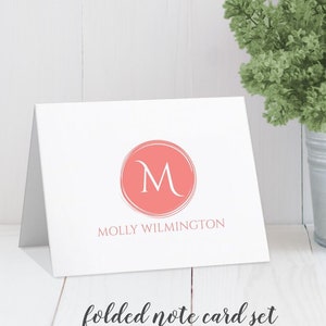 Personalized Note Cards, Modern Monogram Stationery Set, Women's Stationary, Set of Folded Cards & Envelopes, Personal or Professional