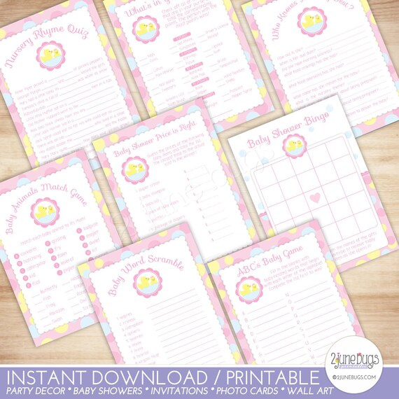 Pink Rubber Duck Baby Shower Game Package Ducky