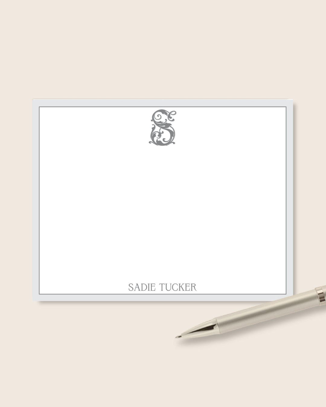 Personalized Monogrammed Note Card for Women, Elegant Monogram ...