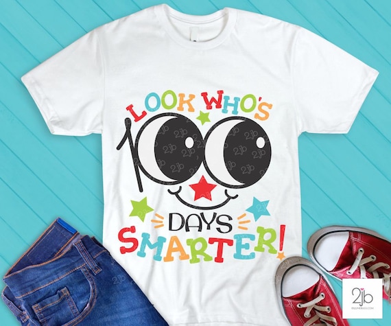 100 Days Of School Svg 100 Days Smarter Kid Shirt Svg 100th Day Of School Design For Iron On Transfer School Cut File Dxf Png By Doodlelulu Party By 2 June Bugs Llc