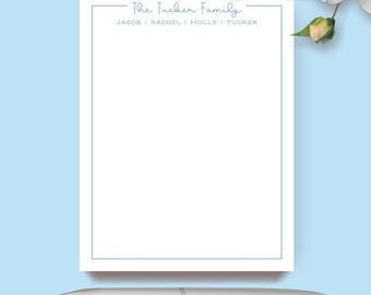 Personalized Family Notepad, Custom Note Pad for Family, Family Stationery Housewarming gift, Family Last Name Writing Pad for Lists