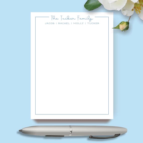 Personalized Family Notepad, Custom Note Pad for Family, Family Stationery Housewarming gift, Family Last Name Writing Pad for Lists