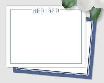 Personalized Couples Stationary, Couples Monogram Stationery, His & Her Initials Flat Note Cards and Envelopes, Set of 10, pick color
