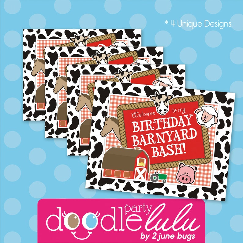 Instant Download Diy Party Decorations Farm Barnyard Cow Etsy