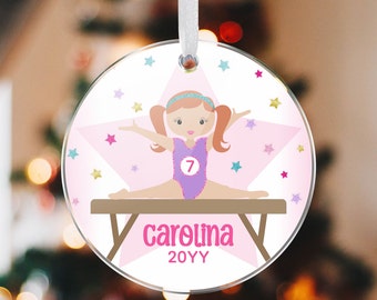 Personalized Gymnast Keepsake Ornament Gymnastics Redhead Christmas gift HANDMADE Gymnastics Ornament, Choose Red Blonde Brown Pink Hair