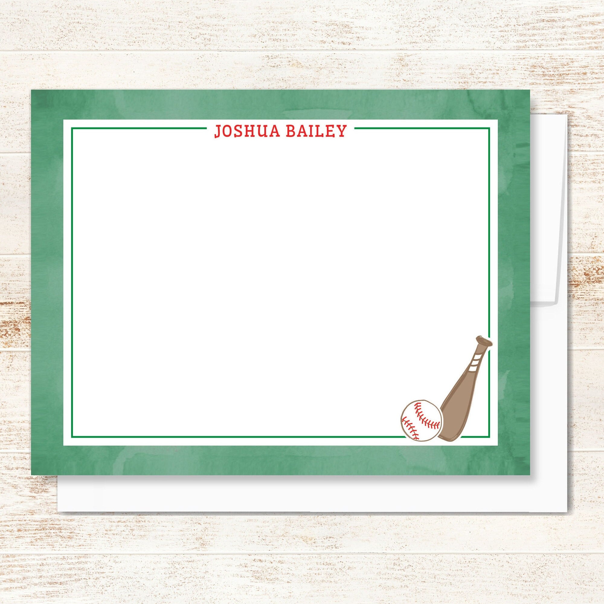 Personalized Baseball Note Cards for Boys, Custom Sports Stationery ...