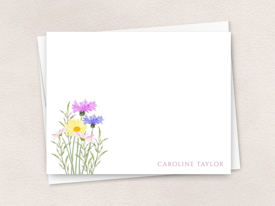 Personalized Stationery Set for Women Floral Note Cards Set of ...