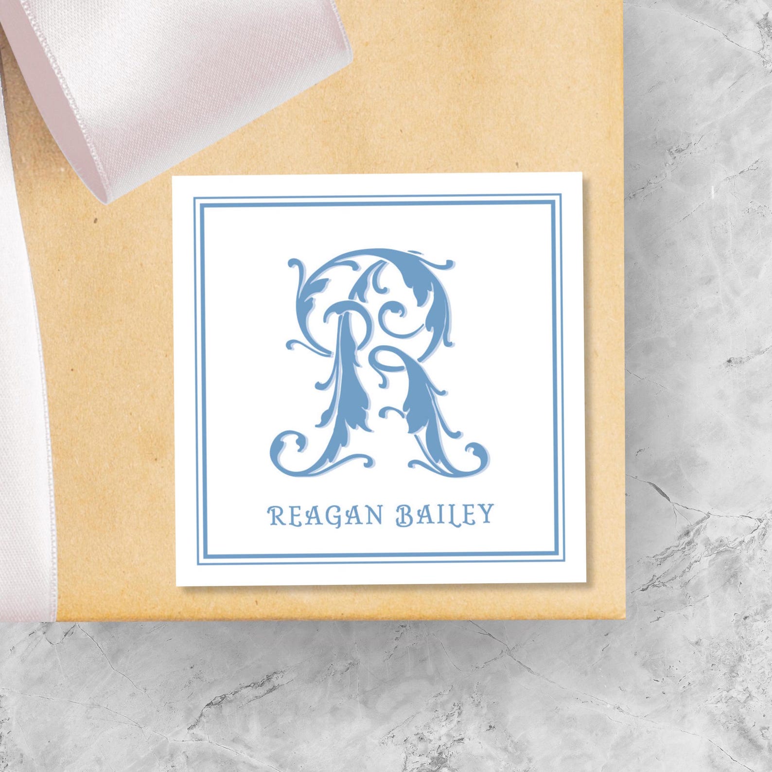 Personalized Monogram Calling Card or Sticker, Custom Gift Enclosure ...