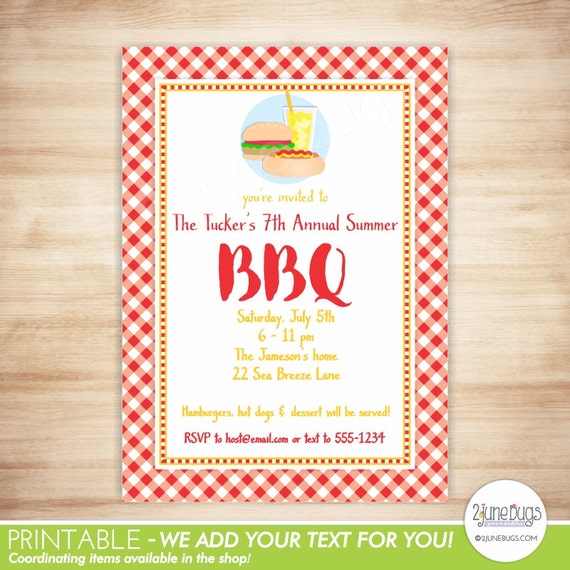 barbecue invitation bbq birthday party invitation summer cookout