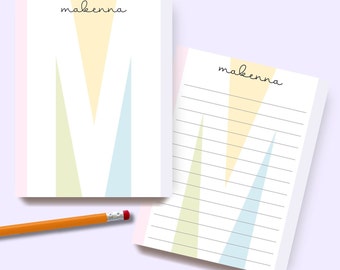 Personalized Monogram Notepad for Girls, Custom Initial Note Pad for her, Customized Stationery Gift for Teens, cute colorful color block