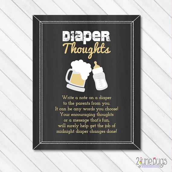 Baby Is Brewing Diaper Thoughts Baby Shower Game Sign Late Night