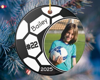 Personalized Soccer Christmas Ornament, Soccer Player Christmas gift, Photo Keepsake