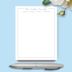Personalized Family Notepad, Custom Note Pad for Family, Family Stationery Housewarming gift, Family Last Name Writing Pad for Lists