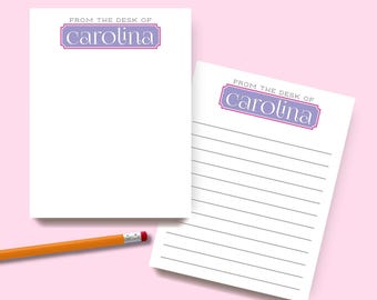 Personalized Girly Notepad: Preppy From the Desk Of Writing Pad, Custom Stationery Gift