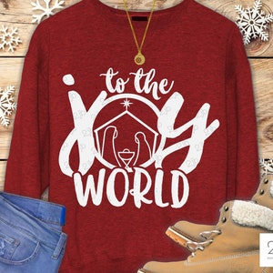 Navidad SVG, Natividad Svg, Alegría al Mundo Svg, diseño de camiseta cristiana, sublimación de Navidad, archivo cortado, DxF PnG JPeG