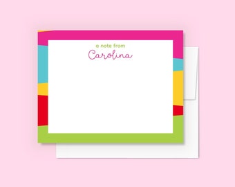 Personalized Girls Stationery Set Custom Colorful Note Cards for Girls Gift Cute Notecards Stationary Gift Set for Kids Writing Set