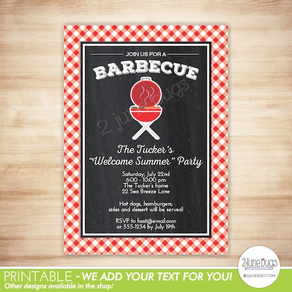 chalkboard barbecue invitation bbq grill birthday party invitation