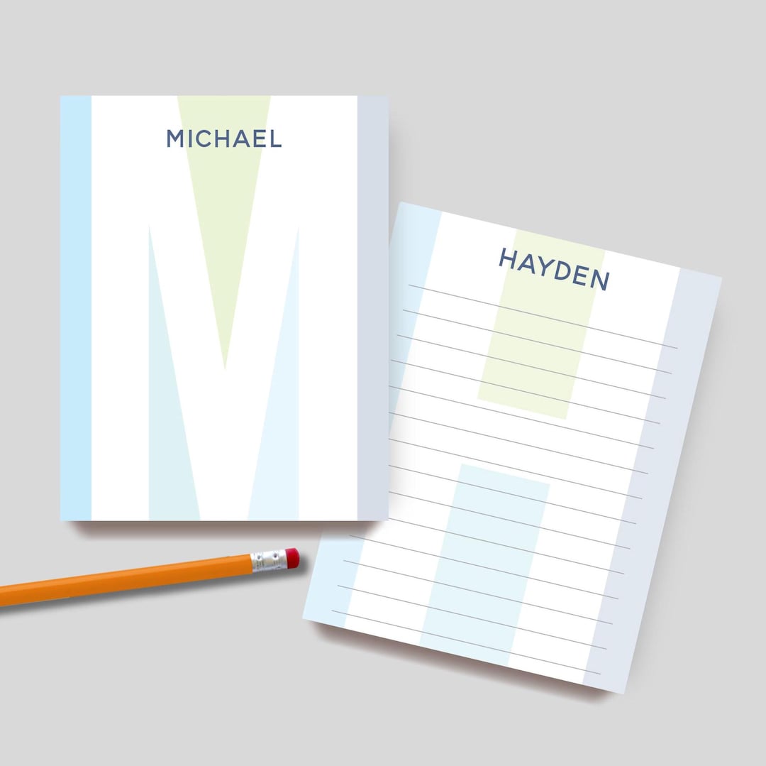 Personalized Monogram Notepad for Boys, Custom Initial Note Pad ...