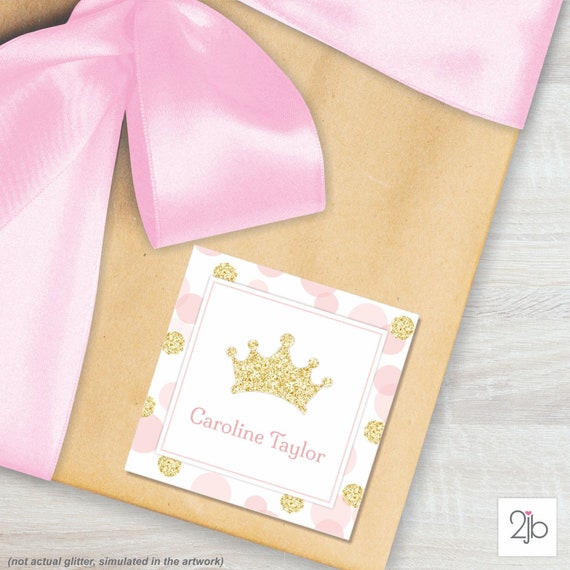 Personalized Princess Calling Cards, Girls Square Stickers or Gift Tags