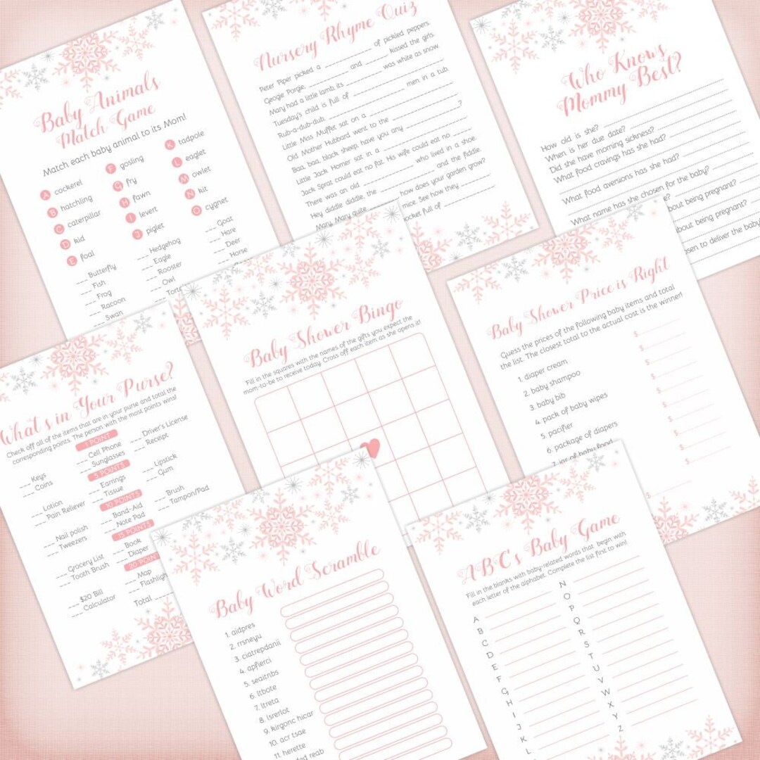 Little Snowflake Baby Shower Games Package 8 PRINTABLE Games: - Etsy