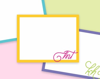 Personalized Monogram Stationery Flat Note Cards Women's Notecards Preppy Monogrammed Stationary Set Custom Initials Stationery Gift Set