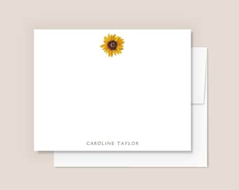 Personalized Sunflower Note Card Set Floral Women's Stationery Gift Set Sunflower Notecards Stationary Set Custom Gift for Girls