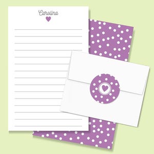 Personalized Girl's Letter Writing Set with Lined Paper & Stickers for kids camp or pen pal stationery set with envelopes and envelope seals