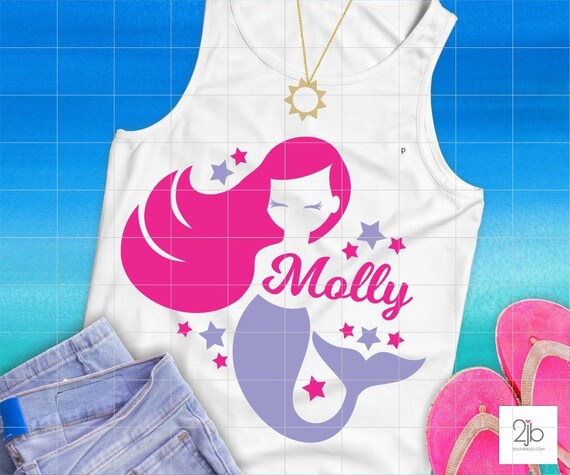 Download Mermaid Svg Mermaid Birthday Girl Shirt Design Pink Purple Printable Iron On Png Dxf Sublimation Name Not Included By Doodlelulu Party By 2 June Bugs Llc Catch My Party