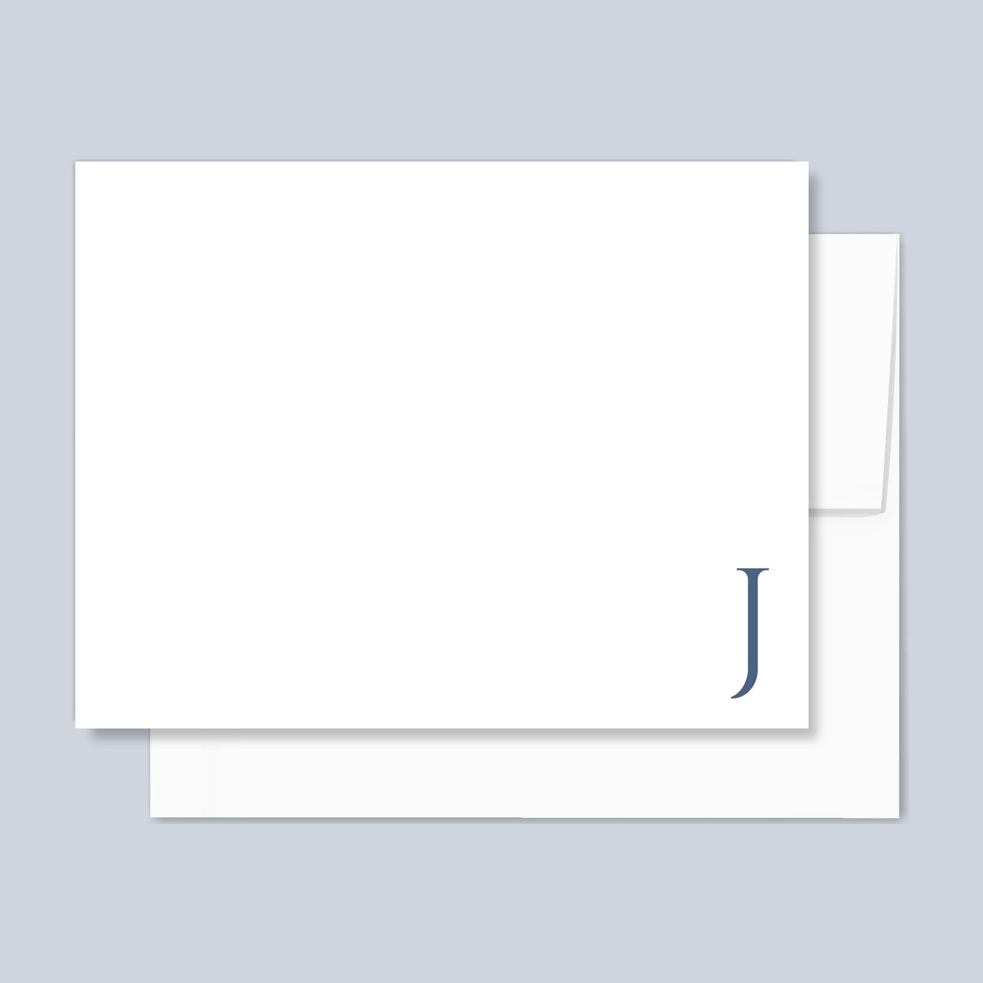 Personalized Stationery Set With Initial, Single Monogram Flat Note ...