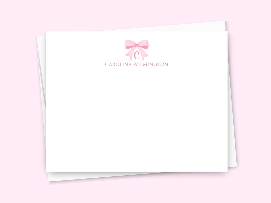 Pink Bow Stationary Kids Personalized Stationery Set of Note Cards, New ...