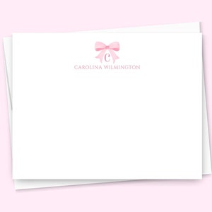 Pink Bow Stationary Kids Personalized Stationery Set of Note Cards, New Baby Girl Card, Pink Baby Shower Thank You Cards Girl, gift for her