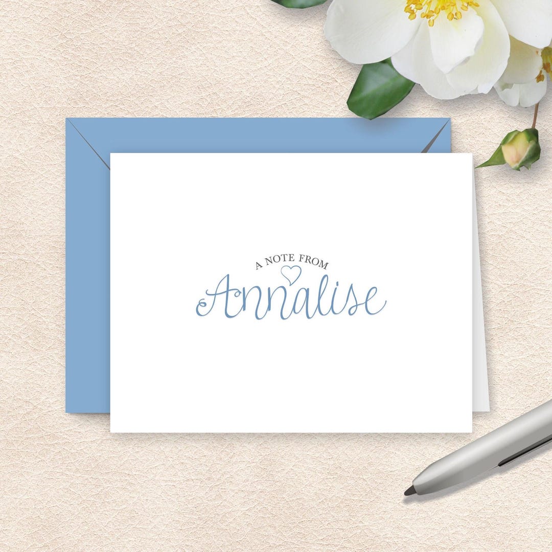 Personalized Stationery Set of Note Cards for Girls, Custom Folded ...