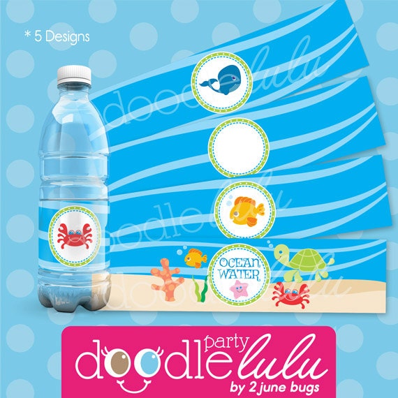 Under The Sea Party Water Bottle Labels Pool Party