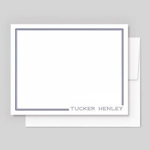 Personalized Men's Stationery Set Modern Men's Notecards Custom gift for Him Professional Stationary Modern Flat Note Cards, dark blue, navy