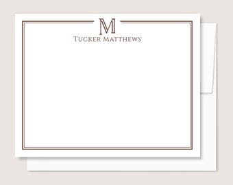 Personalized Monogram Stationery Set: Custom Flat Note Cards