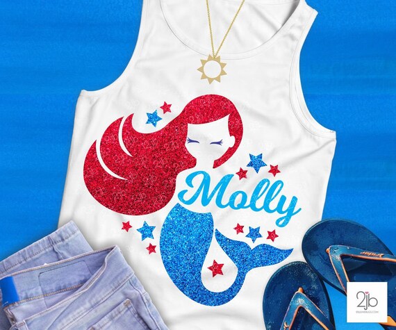 Download Mermaid Svg With Stars 4th Of July Glitter Mermaid Girl Shirt Design Red Blue Printable Iron On Png Dxf Sublimation Name Not Included By Doodlelulu Party By 2 June Bugs Llc Catch